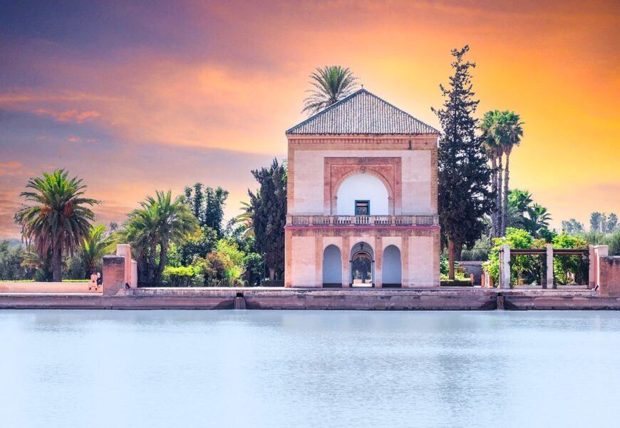 menara gardens, pavilion, lake