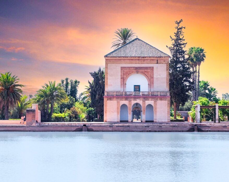 menara gardens, pavilion, lake